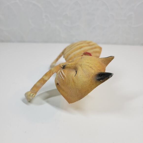 Vintage 1992 John Wright Cast Metal Cat Tabby Shelf Sitter Sleeping Statue USA - Picture 3 of 14